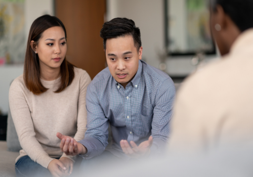 Couple during Relationship Counseling talking to therapist