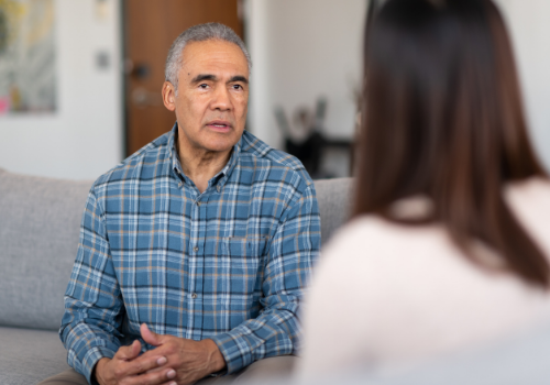 Older gentleman talking during Counseling Services in Peoria IL
