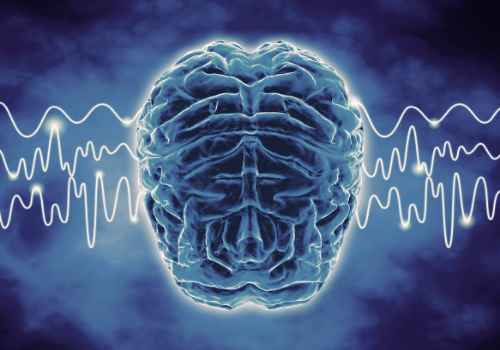 An image of a brain with electrical signals