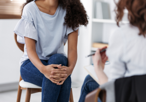 A woman in a counseling session after they Find a Therapist Near You