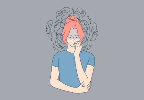 A woman looking worried, needing Anxiety Management in Washington IL