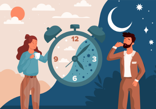 A clock with a day/night cycle, representing Insomnia and Sleep Hygiene in Peoria IL