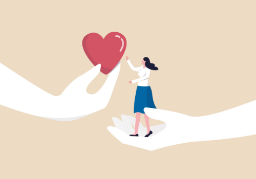 An illustration of a woman reaching for a heart, representing General Counseling in Dunlap IL