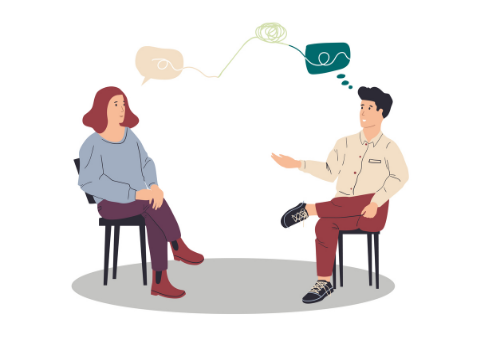 Man talking with trained mental health professional while undergoing Counseling in East Peoria IL